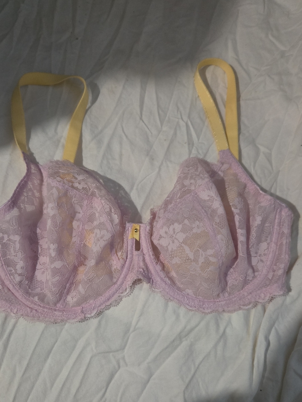 Freya Lavender Lace Underwire Bra with Yellow Straps